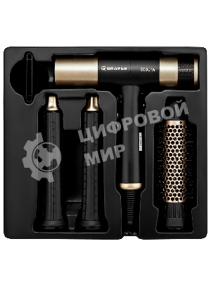 Фен-мультистайлер BRAYER BR3308 черный/золотистый, 2000 Вт, 25/32 мм