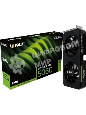Видеокарта Palit RTX 5060 DUAL NV RTX 5060 8Gb 128bit GDDR7 2280/28000/HDMIx1/DPx3/HDCP Ret NE75060019P1-Gb2063D PCI-E 5.0