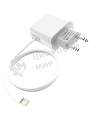 Сетевое зарядное устройство Maxvi CHL-242L 2хUSB 2.4A + литой кабель Lightning 1.2м, белый
