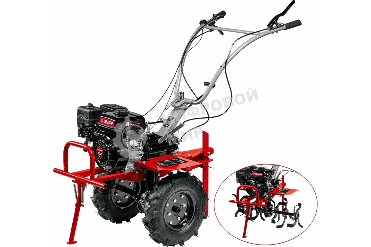 Мотоблок ЗУБР МТШ-500 бензиновый с ВОМ, 212 см3