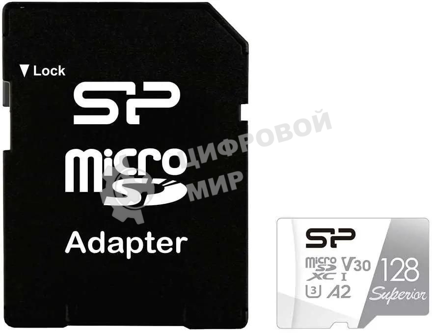 Флеш карта microSD 128Gb Silicon Power Superior Pro A2 microSDXC Class 10 UHS-I U3 Colorful 100/80 Mb/s (SD адаптер)