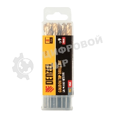 Сверло по металлу Denzel 9 мм, HSS-Tin, Golden Tip, 8 шт.
