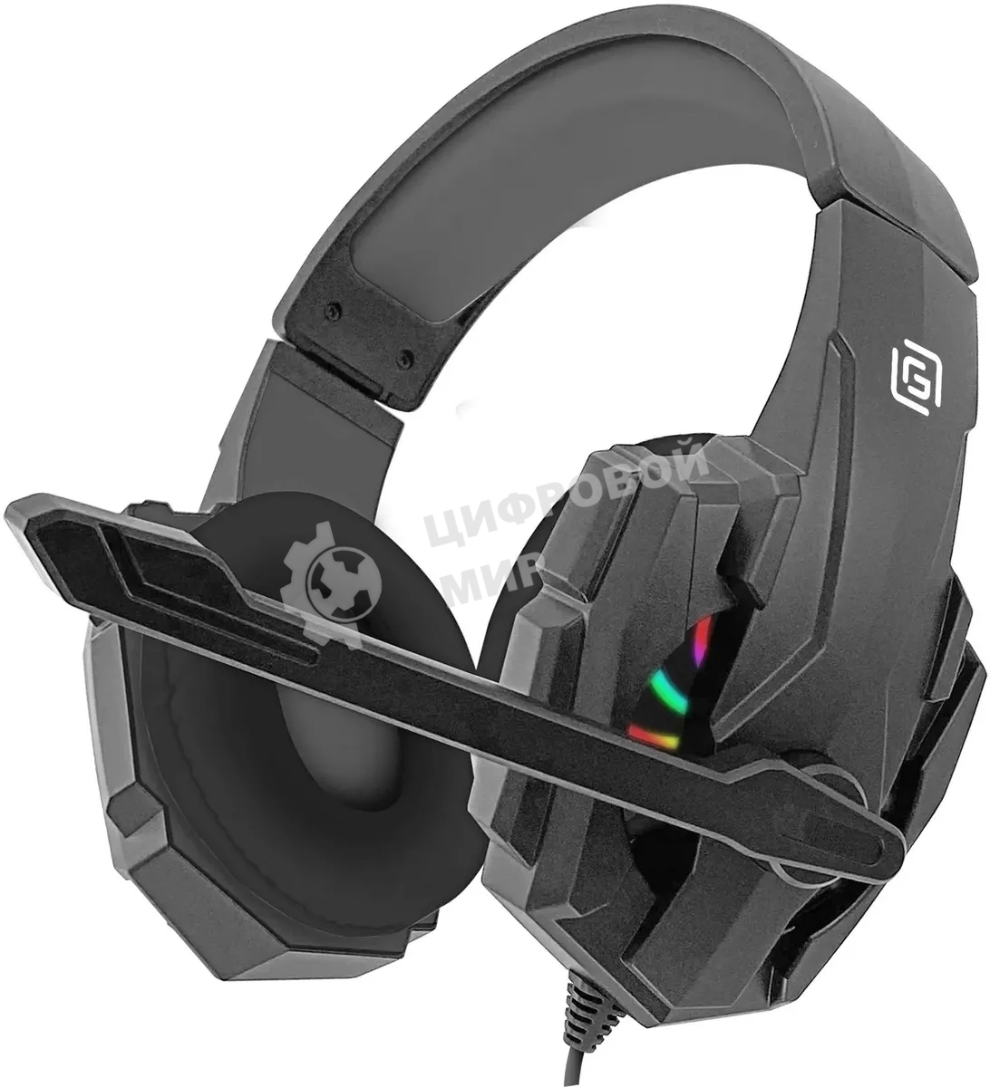 Гарнитура Oklick HS-L355G чёрный, проводная, 3.5 мм, подсветка