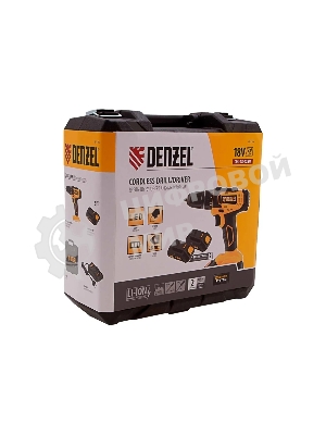 Дрель-шуруповерт Denzel CDL-18-02BM, 18 В, 2 Ач, 30 Нм, щеточный