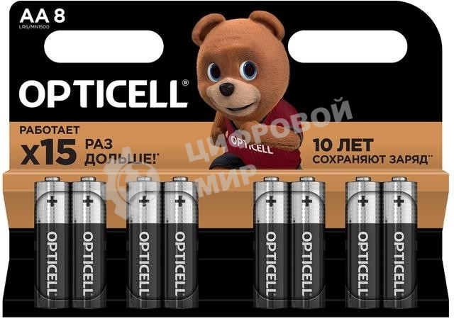 Элемент питания алкалиновый AA/LR6 (блист. 8шт) Basic Opticell 5051008