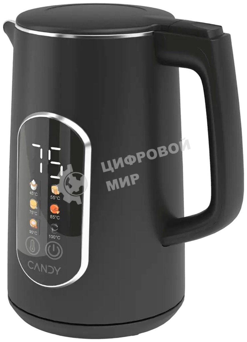 Чайник электрический Candy CK-400 1.7л. 2200Вт черный корпус: нерж.сталь/пластик (FM04WKM00RU)