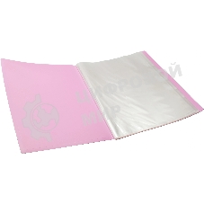 Папка-портфолио с 40 прозрачными вкладками Silwerhof Create SCR-P40PIN A4, пластик, 0.7мм, карман на лицевой стороне, розовый