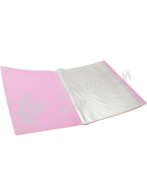 Папка-портфолио с 40 прозрачными вкладками Silwerhof Create SCR-P40PIN A4, пластик, 0.7мм, карман на лицевой стороне, розовый