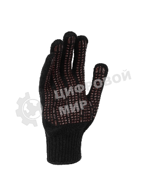 Перчатки трикотажные Сибртех акрил, усиленные, ПВХ-гель Протектор, черный, 10 класс