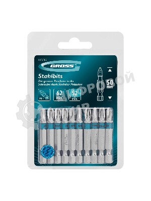 Бита GROSS 113036 PH3х50 мм, сталь S2, шестигр., 10 шт