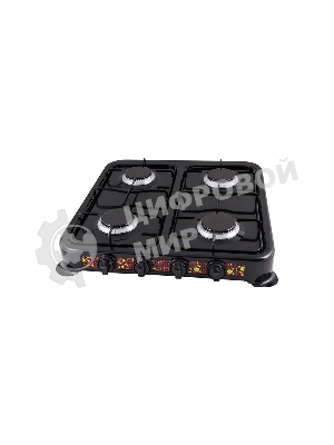 Плита настольная газовая Energy EN-004B чёрный, 6,4 кВт, газовая горелка, конфорки - 4, эмалированная сталь, поворотные переключатели