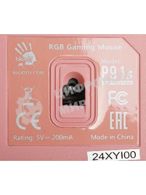 Мышь проводная A4Tech Bloody P91s розовый, 8000 dpi, USB, кнопки - 8