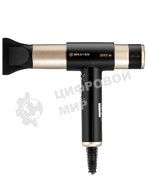 Фен-мультистайлер BRAYER BR3308 черный/золотистый, 2000 Вт, 25/32 мм