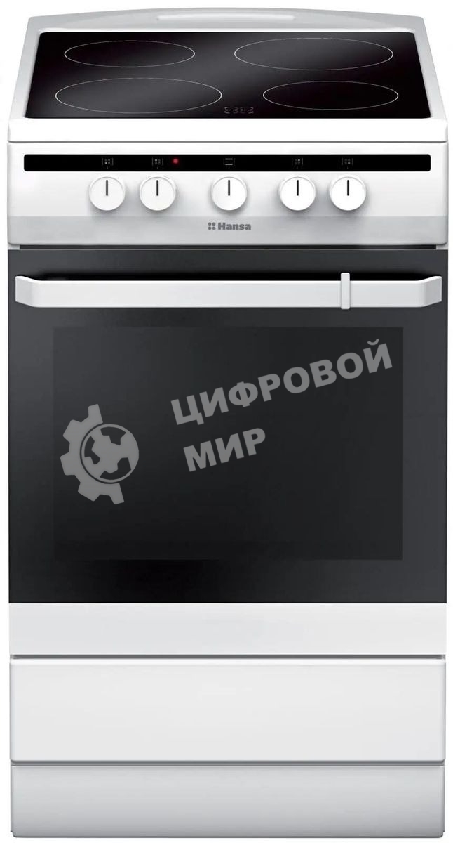 Плита электрическая Hansa FCCW54002 белый, конфорок 4 шт, духовка 68 л, 50 см x 85 см x 60 см