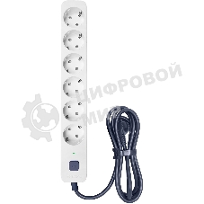 Сетевой фильтр Powercom SP-06W 3,0 м 3.0 м, 6 розеток, белый/серый, коробка