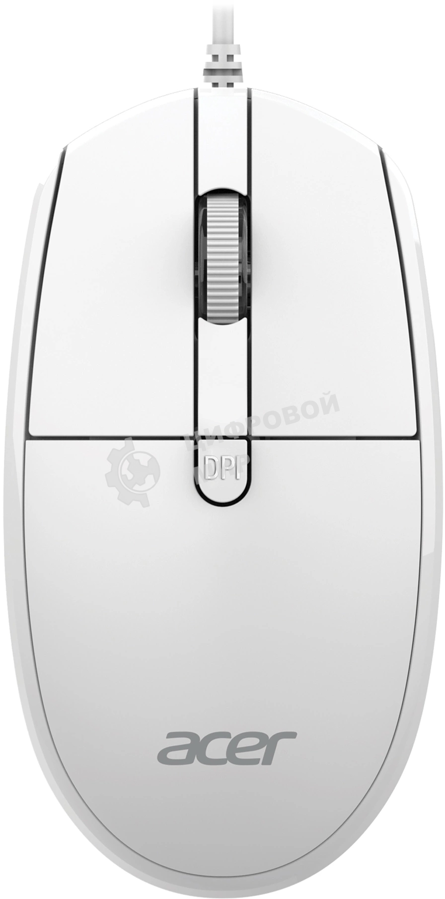 Мышь проводная Acer OMW401 белый, 2000 dpi, USB, кнопки - 4
