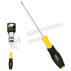 Отвертка шлицевая Deli DL6351001N 5х100мм сталь Cr-V, двухкомпонентная прорезиненная рукоять