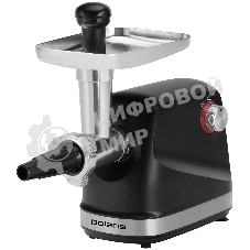 Мясорубка электрическая Polaris PMG 2582 черный, 2500 Вт, 2.7 кг/мин, реверс, защита от перегрузки, металлический лоток, насадки - 5