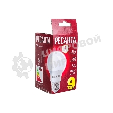 Лампа светодиодная Ресанта LL-R-A60-9W-230-3K-E27 груша, 9 Вт, тепл., Е27
