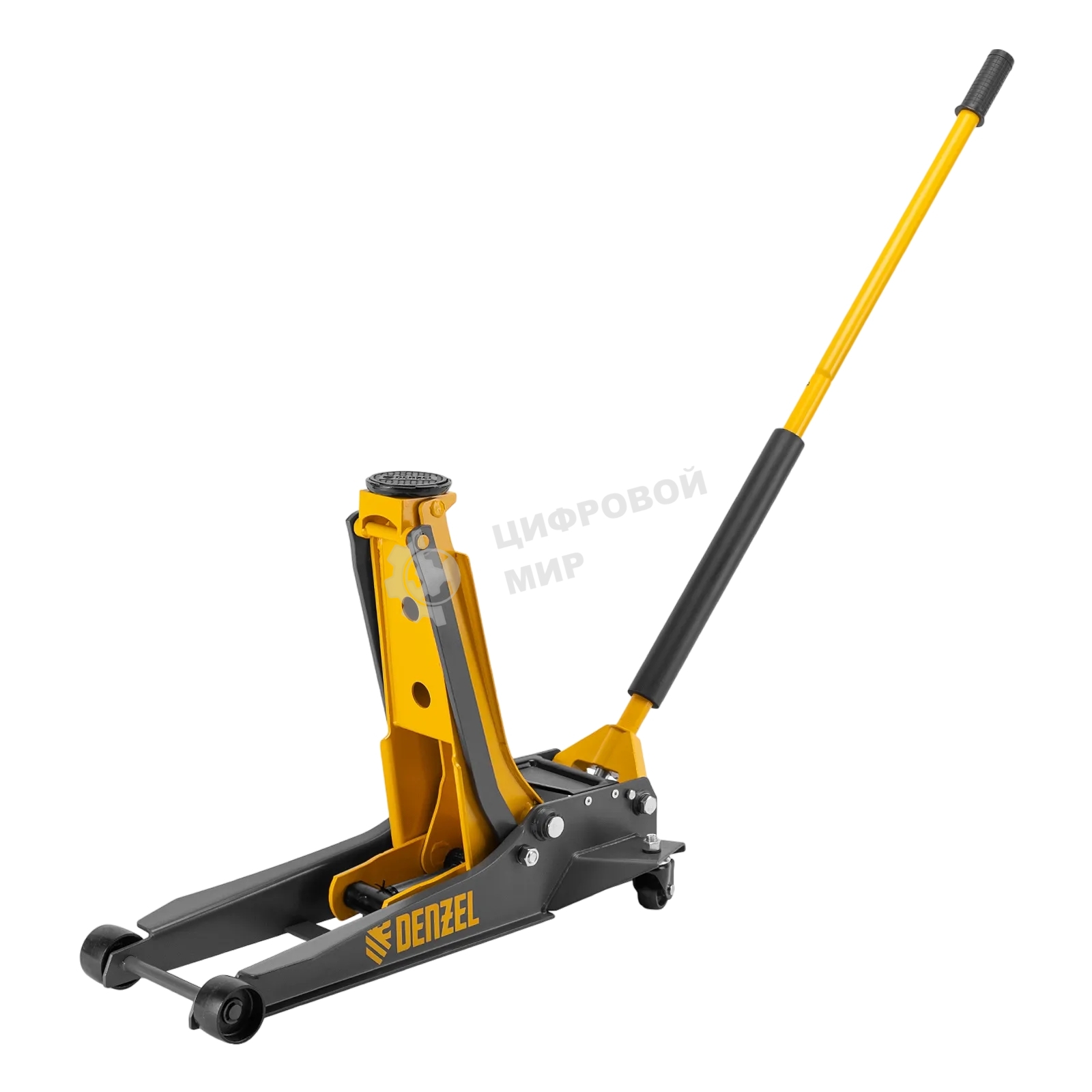 Домкрат гидравлический подкатной Denzel 3 т, 85-610 мм, быстрый подъем, низ. подхват, проф, SUV