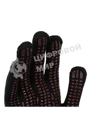 Перчатки трикотажные Сибртех акрил, усиленные, ПВХ-гель Протектор, черный, 10 класс