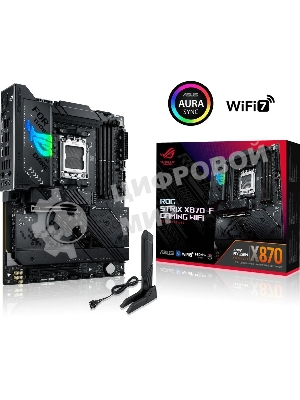 Материнская плата ASUS ROG STRIX X870-F GAMING WIFI, AM5, AMD X870, 4xDDR5, 2xSATA, 4xM.2, 1xPCI-E 5.0 x16, 1xPCI-E 4.0 x4, 1xHDMI, 1xDP, 2xUSB-C USB4, 1xUSB-C 10Gbps, 5xUSB-A 10Gbps, 4xUSB-A 5Gbps, 1x 2.5Gb LAN, 2x3.5 мм, 7.1, ATX