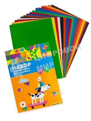 Набор картона/бумаги Silwerhof Скейтбордист 16 лист., 8цв., 230г/м2, 1 дизайн