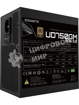 Блок питания Gigabyte ATX 750W GP-UD750GM PG5 80 PLUS gold (20+4pin) APFC 120мм fan 8xSATA Cab Manag RTL