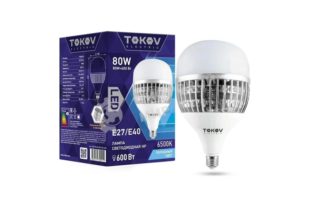 Лампа светодиодная TOKOV ELECTRIC 80Вт HP 6500К Е40/Е27 176-264В