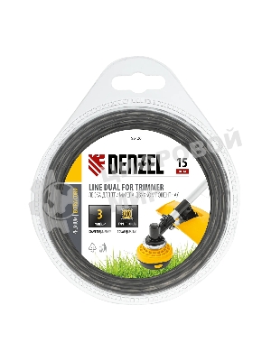 Леска для триммера Denzel Extra cord двухкомпонентная, квадрат 3,0 мм 15 м