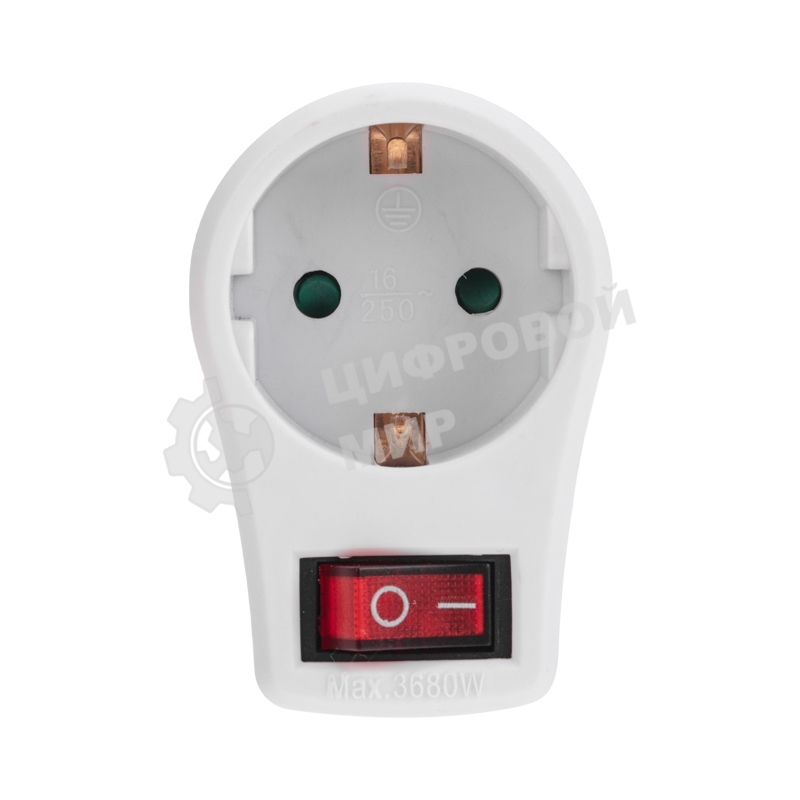 Адаптер сетевой Rexant 16А с выключателем, заземлением и защитными шторками, белый