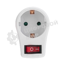 Адаптер сетевой Rexant 16А с выключателем, заземлением и защитными шторками, белый