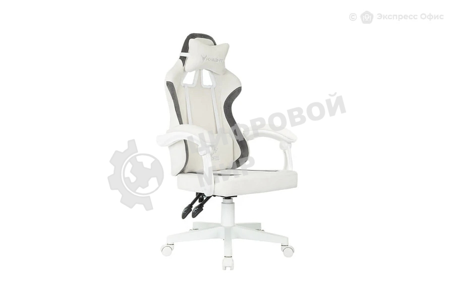 Кресло игровое Knight Wolf WH молочный/серый крестов. пластик пластик белый