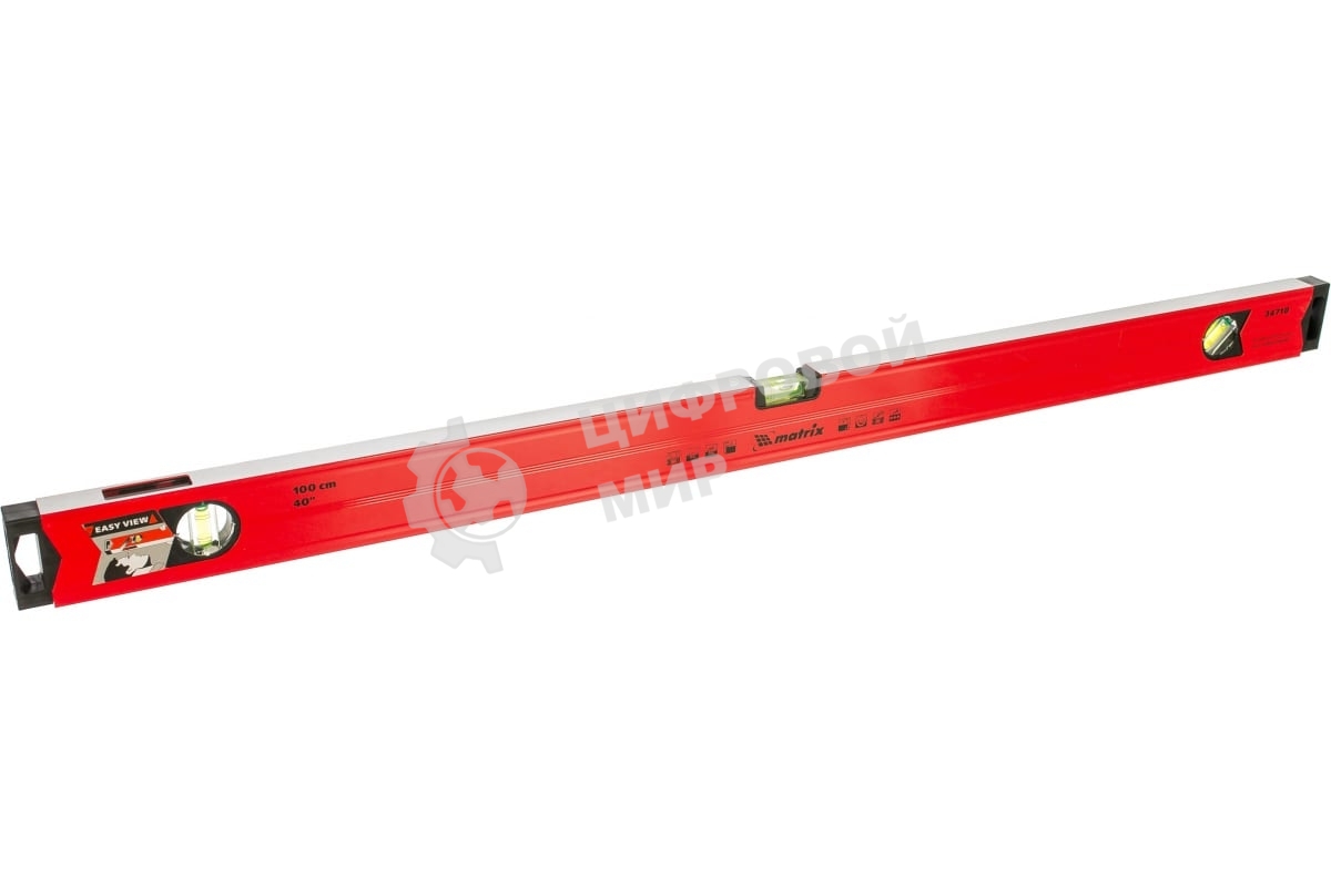 Уровень алюминиевый Matrix магнитный, 1000 мм, фрезерованный, 3 глазка, усиленный
