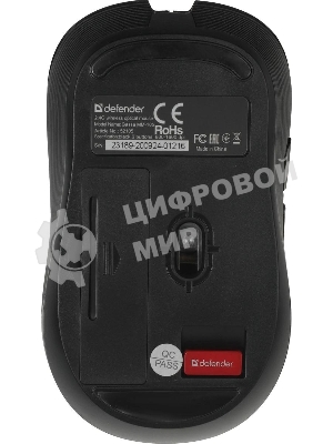 Мышь беспроводная Defender Gassa MM-105 черный, 1600 dpi, радиоканал, USB, кнопки - 6