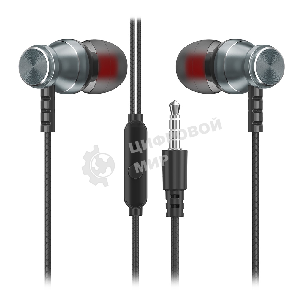 Проводные наушники Smartbuy SBH-026 серый, внутриканальные, Jack 3.5 мм, микрофон на проводе