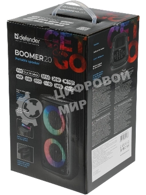 Портативная колонка Defender Boomer 20 20Вт Light/BT/FM/USB/AUX/MIC черный