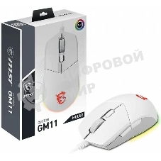 Мышь проводная MSI Clutch GM11 белый, 5000 dpi, USB, кнопки - 6