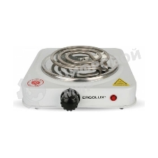 Плита настольная электрическая Ergolux ELX-EP01-C01 белый, 1 кВт, ТЭН, конфорки - 1, эмаль, поворотные переключатели