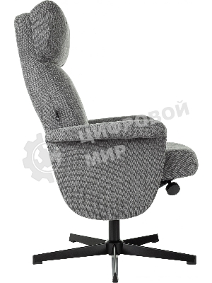 Кресло для дома Бюрократ Baron с пуфом серый, металл черный крестов. (BARON/GREY)