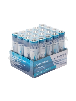 Батарейки щелочные/алкалиновые Gembird Gb-LR03-20B, тип AAA, 20шт, коробка