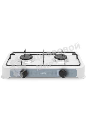 Плита настольная газовая Centek CT-1524 белый, 3.4 кВт, газ, конфорки - 2, эмаль, поворотные переключатели