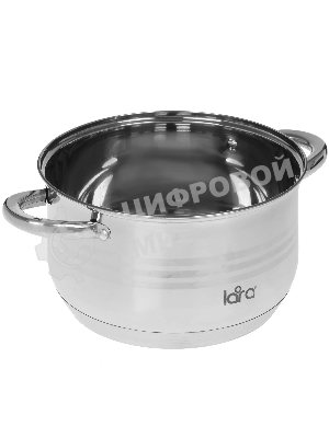 Кастрюля LARA LR02-583 SONATA 24x14,5 см, 6.5 л, нержавеющая сталь, индукция, с крышкой