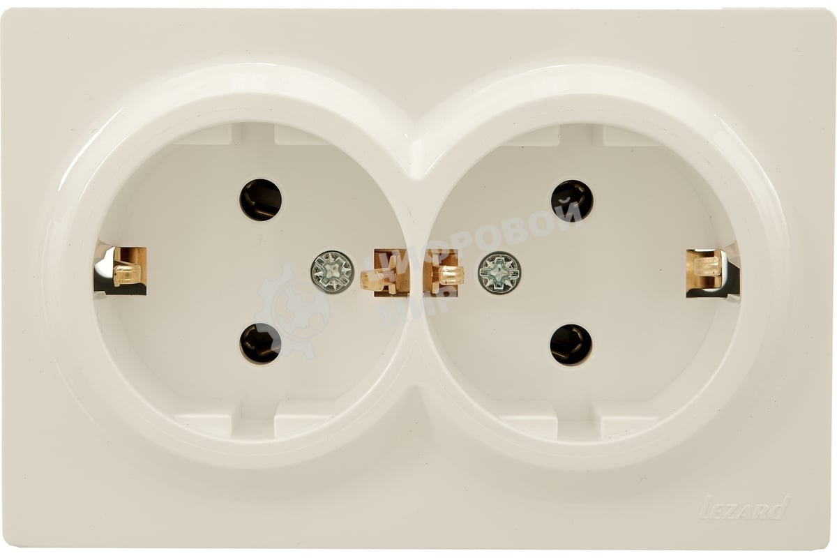 Розетка 2-м ОП LETO с заземл. закрытый корпус ПБТ крем LEZARD 752-0300-127B