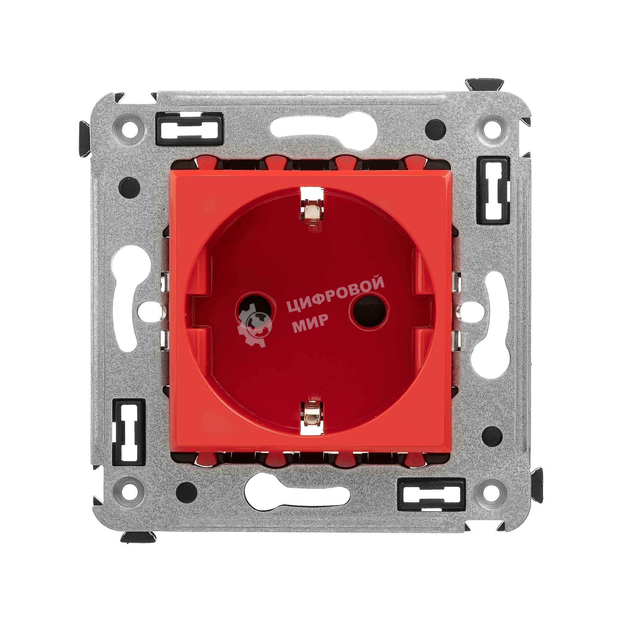 Розетка DKC Avanti 4401003 2P+E со шторками, красный квадрат