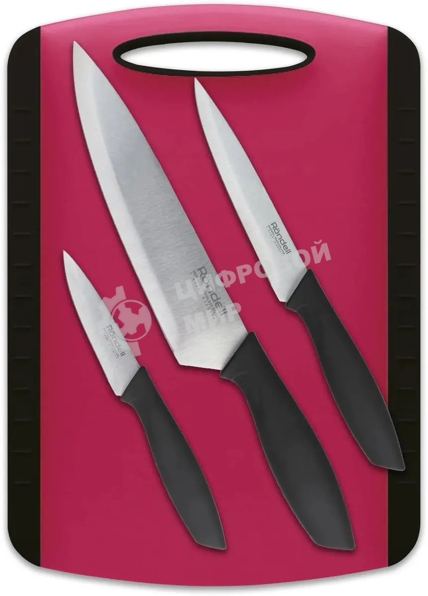 Набор ножей кухонных Rondell Sorge RD-1976 компл.: 4 предм. разд. дос. красный/черный блистер