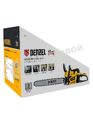 Пила цепная бензиновая Denzel DS-4516, шина 40 см, 45 см 3, 2,5 л.с., шаг 0,325, паз 1,5 мм, 64 зв