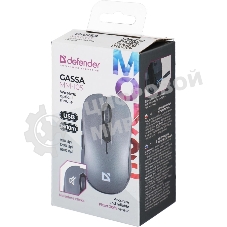 Мышь беспроводная Defender Gassa MM-105 серый, 1600 dpi, радиоканал, USB, кнопки - 6