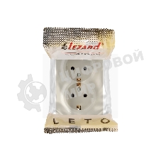 Розетка 2-м ОП LETO с заземл. закрытый корпус ПБТ крем LEZARD 752-0300-127B