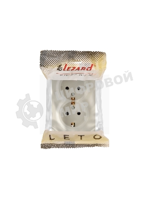 Розетка 2-м ОП LETO с заземл. закрытый корпус ПБТ крем LEZARD 752-0300-127B